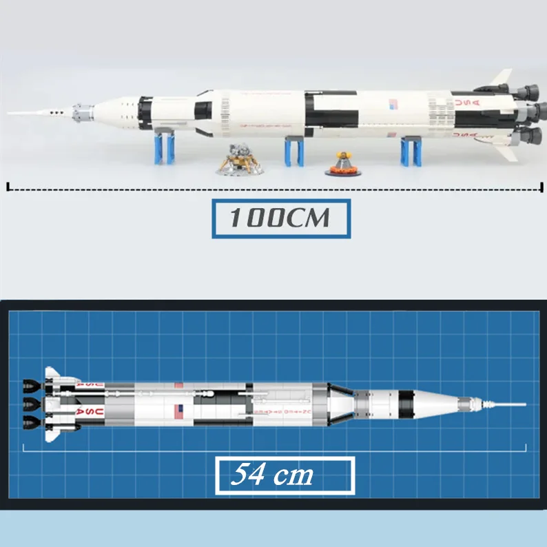 100Cm Usa Nasas Exploring Apollos Saturn V Space Launch Rocket Model Building Blocks Mattoni Bambini Kid Toy Gift Boys