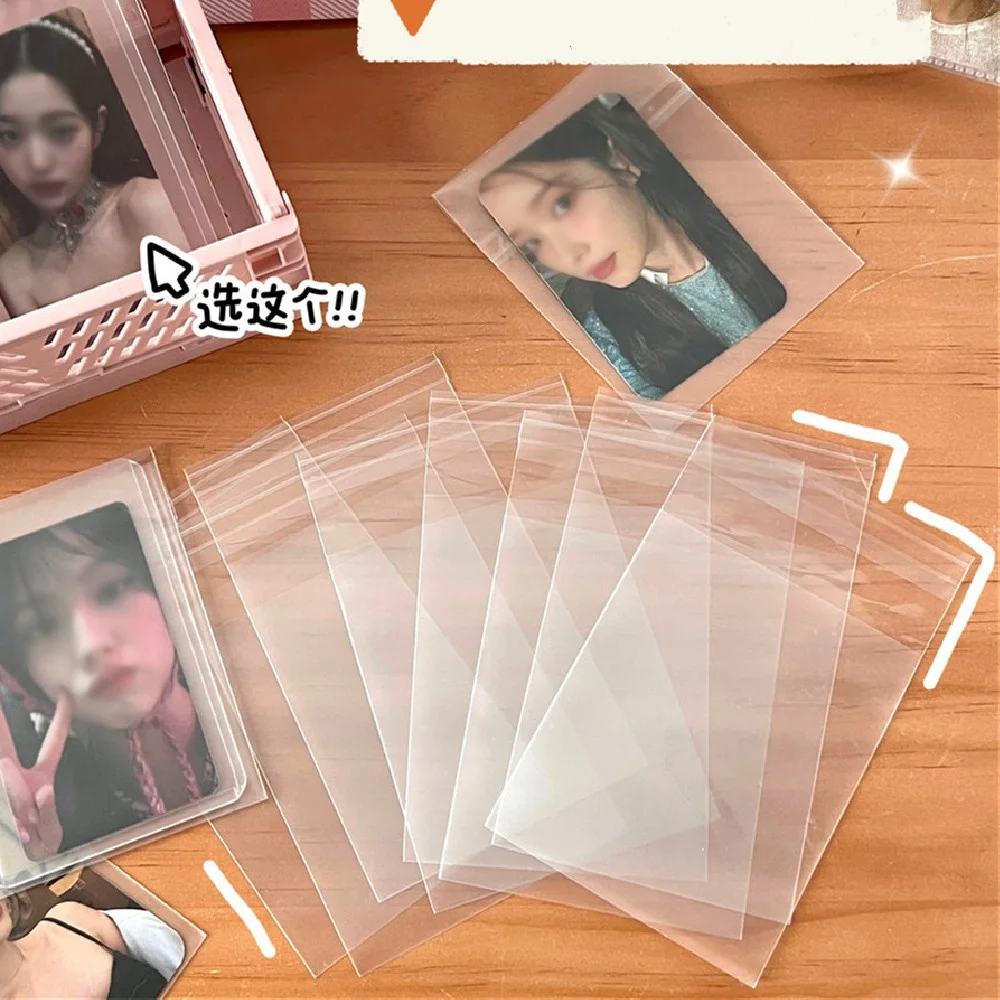 100pcs Clear Photocard Sleeves Frosted Opp Plastic Bag Self-adhesive Idol Card Protector Bags Jewelry Beads Gift Packing Bags card protector idol card protector photo card holder self sealing opp bag