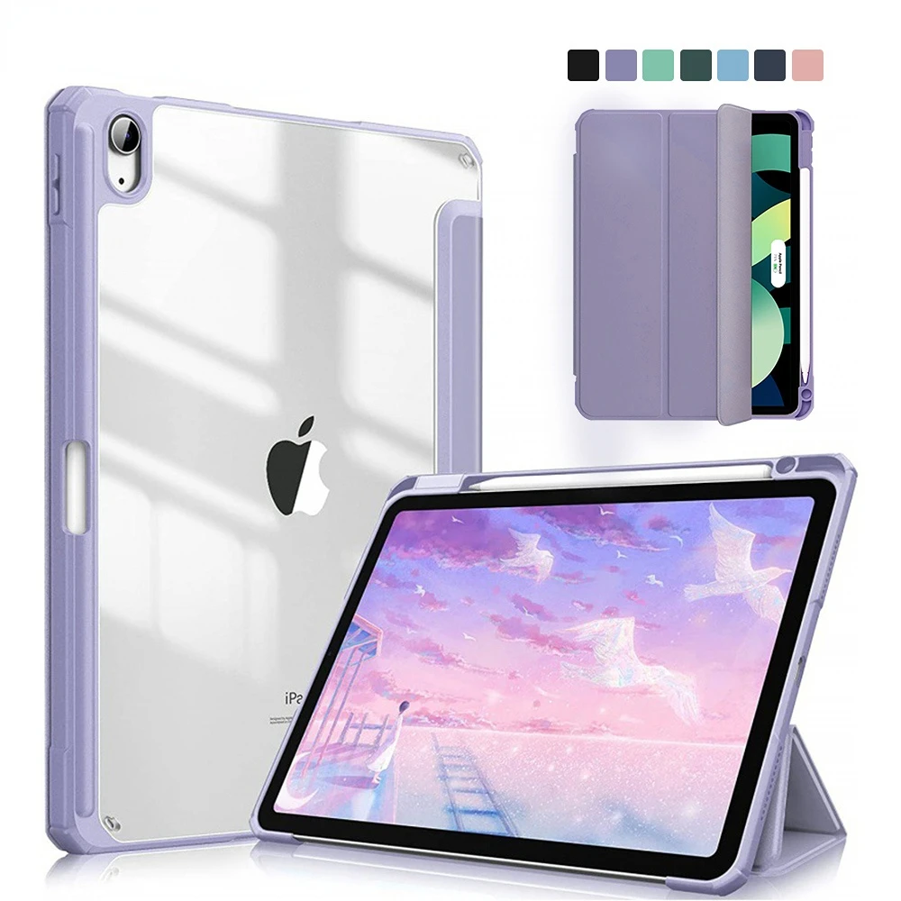 

For iPad case 2021 Mini 6 Pro 11 9th Generation Case 10.2 2018 9.7 5/6th Air 2/3/4 10.5 10.9 PU Silicon Transparent Cover Funda