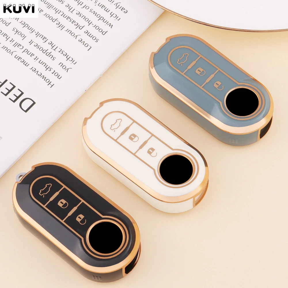 key cover TPU Car Key Cover Shell Case Fob for Fiat 500 Panda Punto Bravo Doblo Peugeot Boxer Citroen Relay Fiat Ducato Lancia Musa