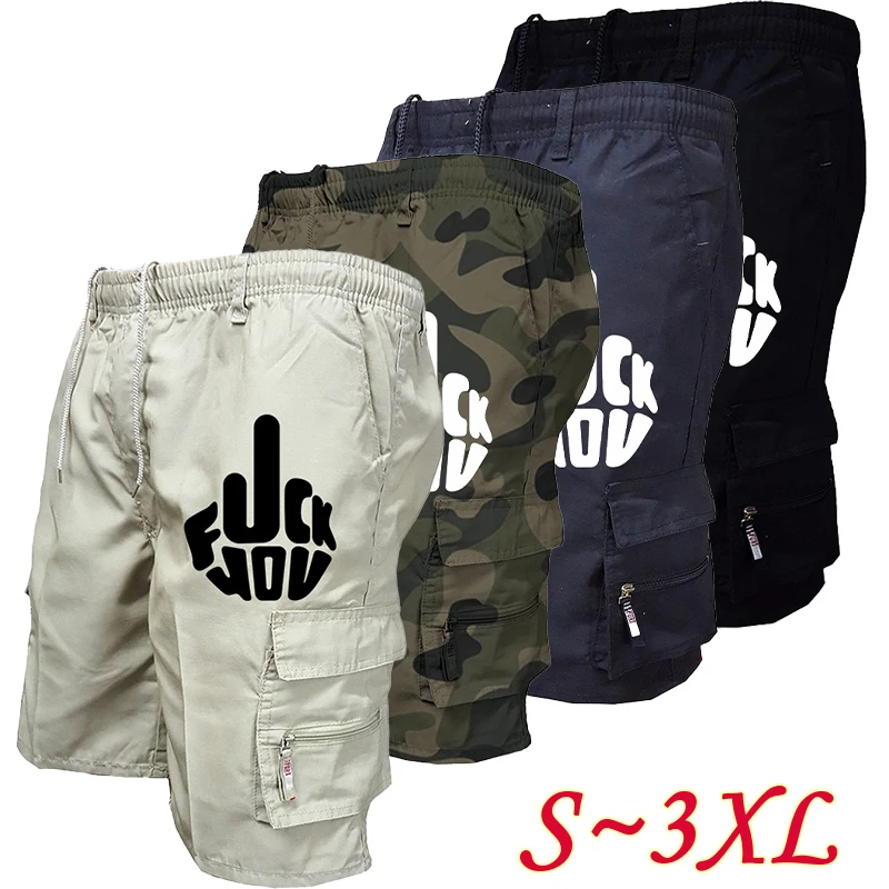 

Trending men's workwear shorts summer men's fashionable printed shorts, casual loose drawstring shorts tactical shorts