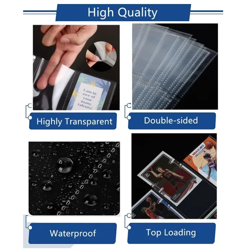 20/30/50PCS for Sticker Stamps Card Page A4 Double-Sided Card Sleeves Binder Pocket Gaming Trading Protectors Album Pages Binder