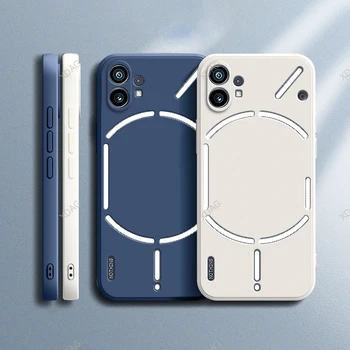 Lens Protection Phone Case for Nothing Phone (1) One 1 6.55" A063 Soft Plain Liquid Silicone Straight Edge Back Cover Candy Bags