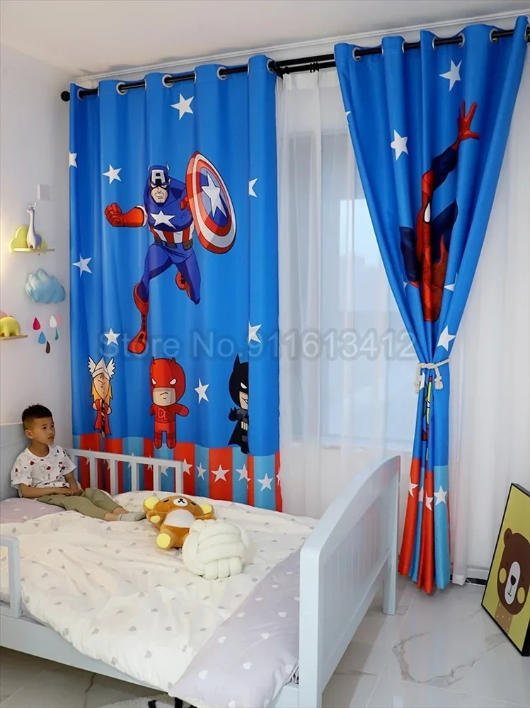 Heroic Figure Spiderman Blackout Curtains Cartoon Window Drapes for Children Kids Home Decor Bedroom Living Room Custom Curtain - Image 2