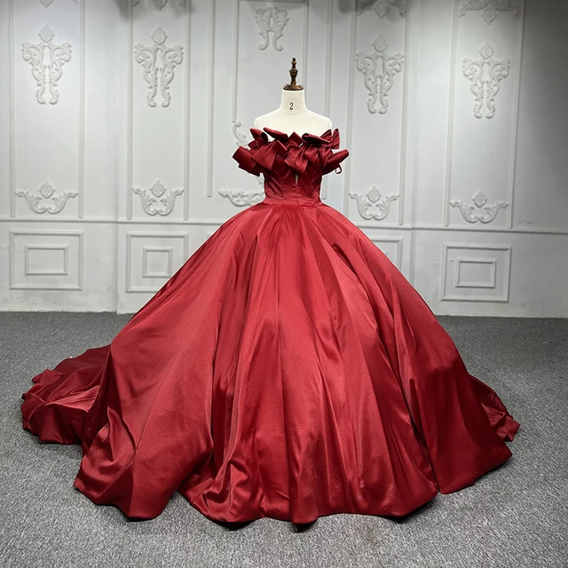 Elegant Red Quinceanera Dresses Off Shoulder Lace Up Strapless Satin Ball Gown Party Dress DY9717 Quinceañera 8
