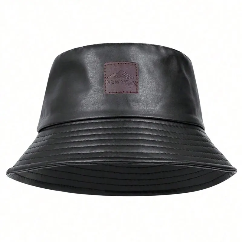 Unisex PU-Leder Label Mountain Stamp Range Fischerhüte Anglermützen Outdoor Freizeitmütze Sonnenschutzhut – Detail 5