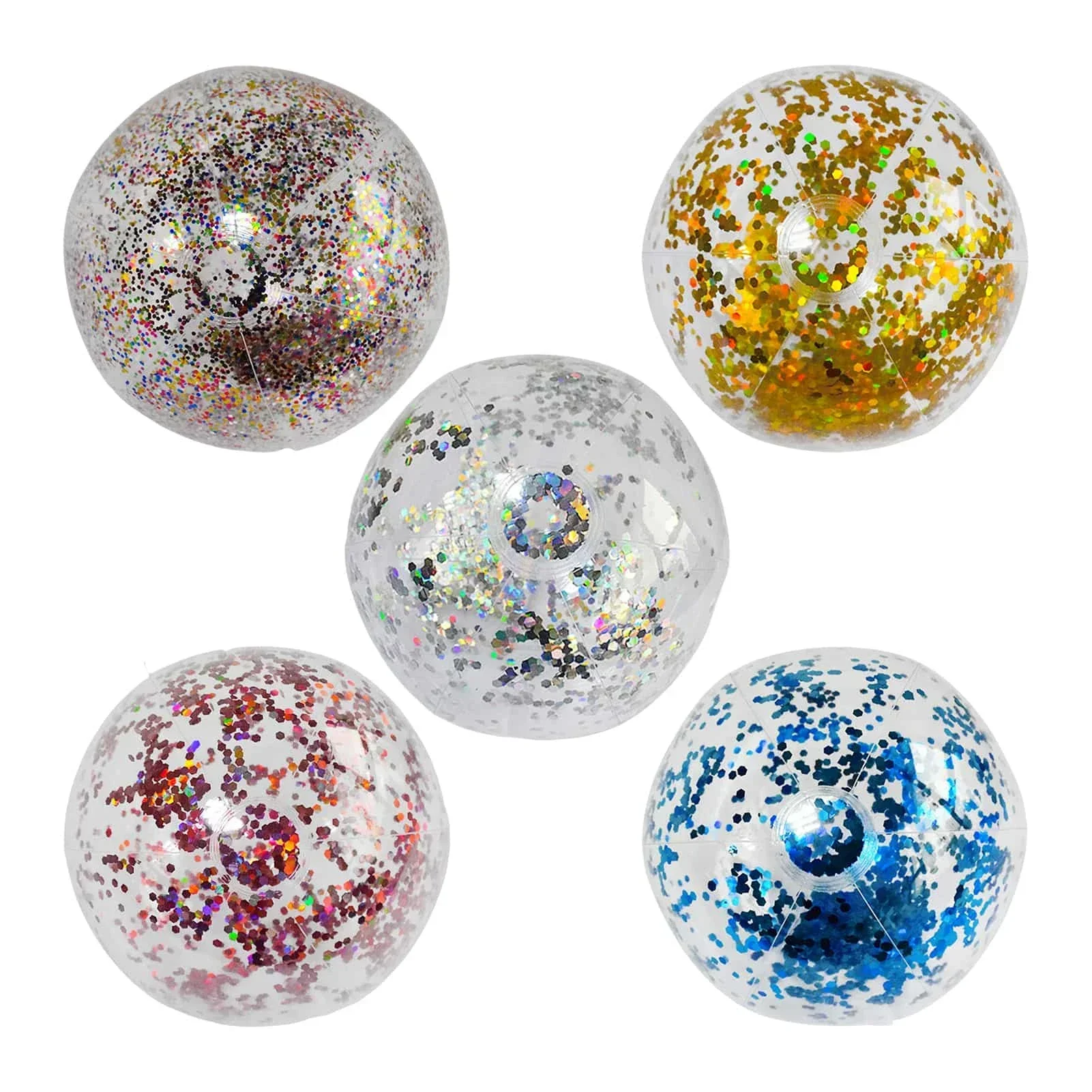 Water Toys Inflatable Water Toys Inflatable Ball Toys Inflatable Swimming Pool Toy 40cm Inflatable Glitter Beach Ball Summer Water Play Sequin Balls Outdoor Swimming Pools Party Toys for Kids Adults Water Sports
