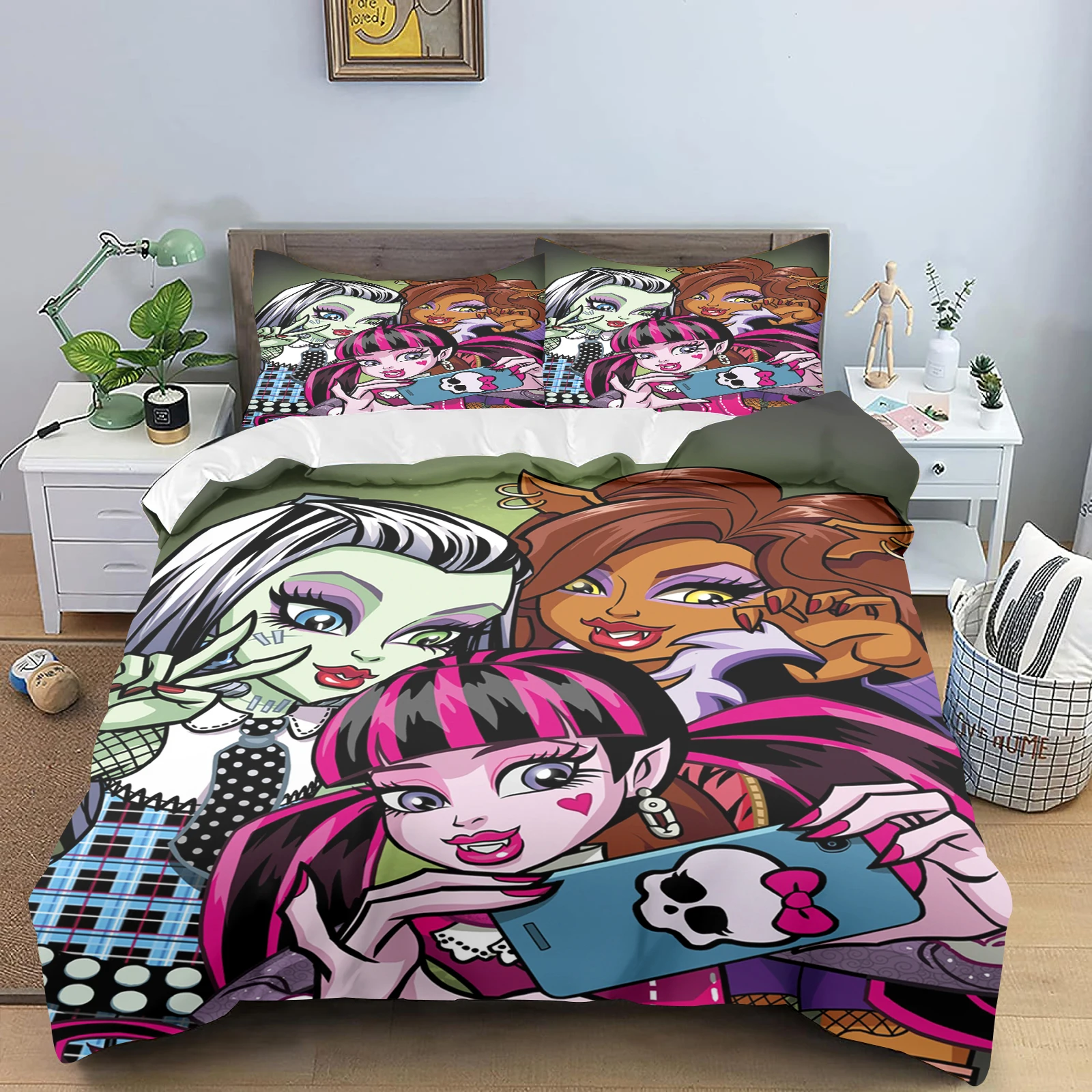 Description Picture 4 of itemMonster High Cartoon Quilt Cover, Anime Duvet, Cute Printed Polyester Comforter Bedding, Twin Size, Children Gift, Various Sizes