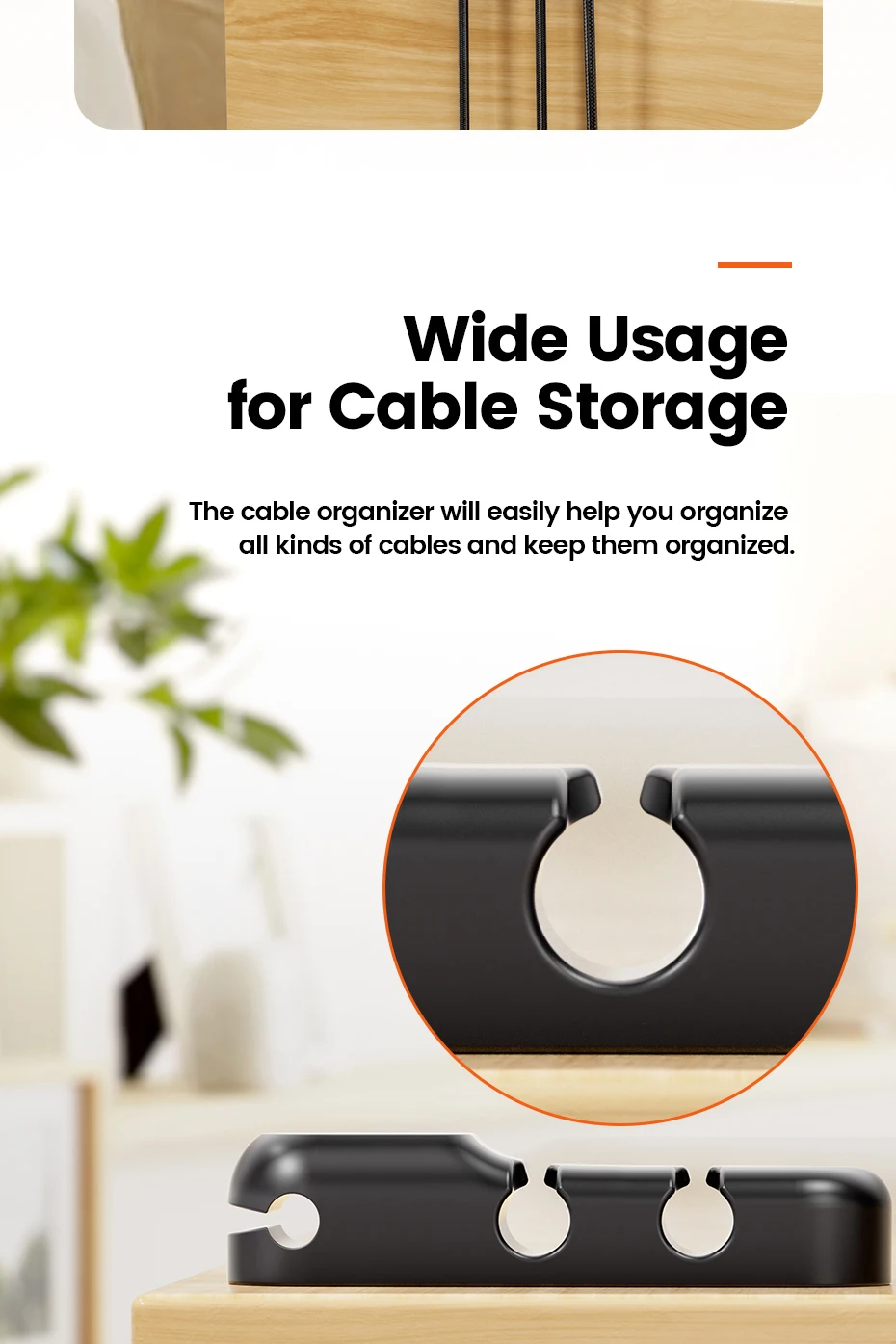 Toocki Cable Wire Cord Organizer Management 7 Hole Holder USB Desktop Winder Clip Flexible For Mouse Keyboard USB Type C Cable