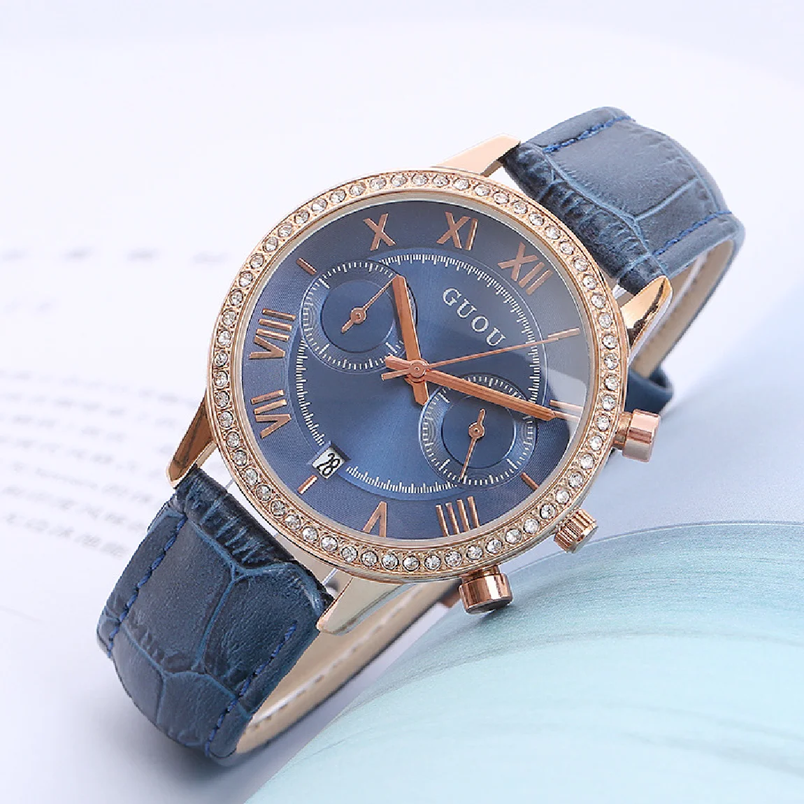 

Fashion TOP Brand Relogio Feminino Women Watch 2023 Luxury Vintage Roman Numeral Ladies Dress Wrist Watches Blue Leather Clock