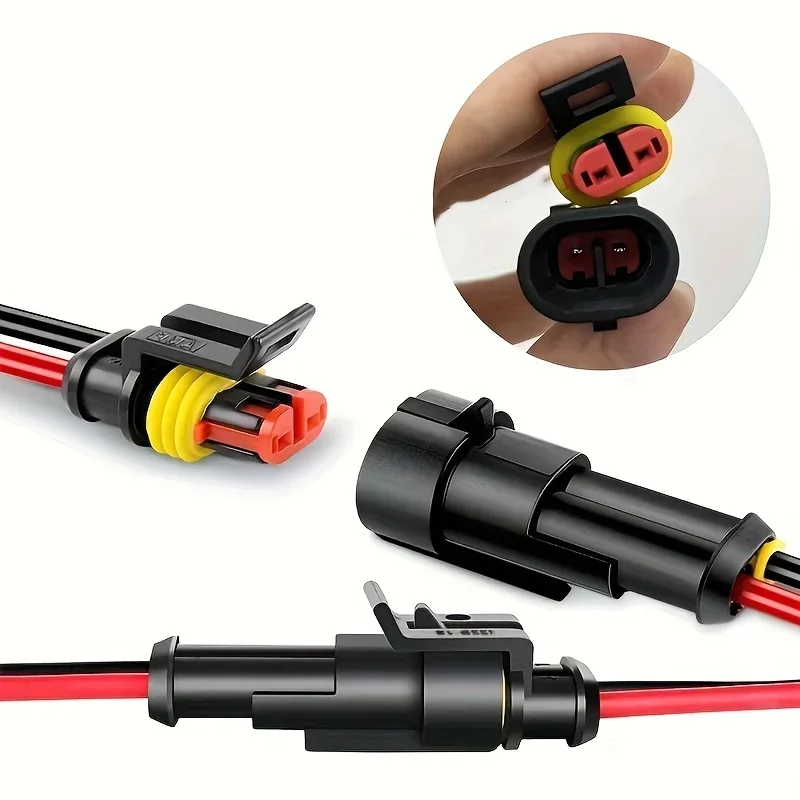 Electrical Connectors Plug 10pcs 5 Sets Waterproof Automotive Male Female 2-Pin Way With Wire Car Motorcycle Scooter Marine