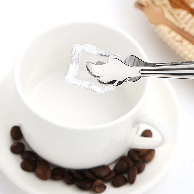 Stainless Steel Ice Cube Clip Sugar Tong Bar Ice-Cube Picker Clamp Coffee Tea Food Serving Tool BBQ Clips Kitchen Accessories