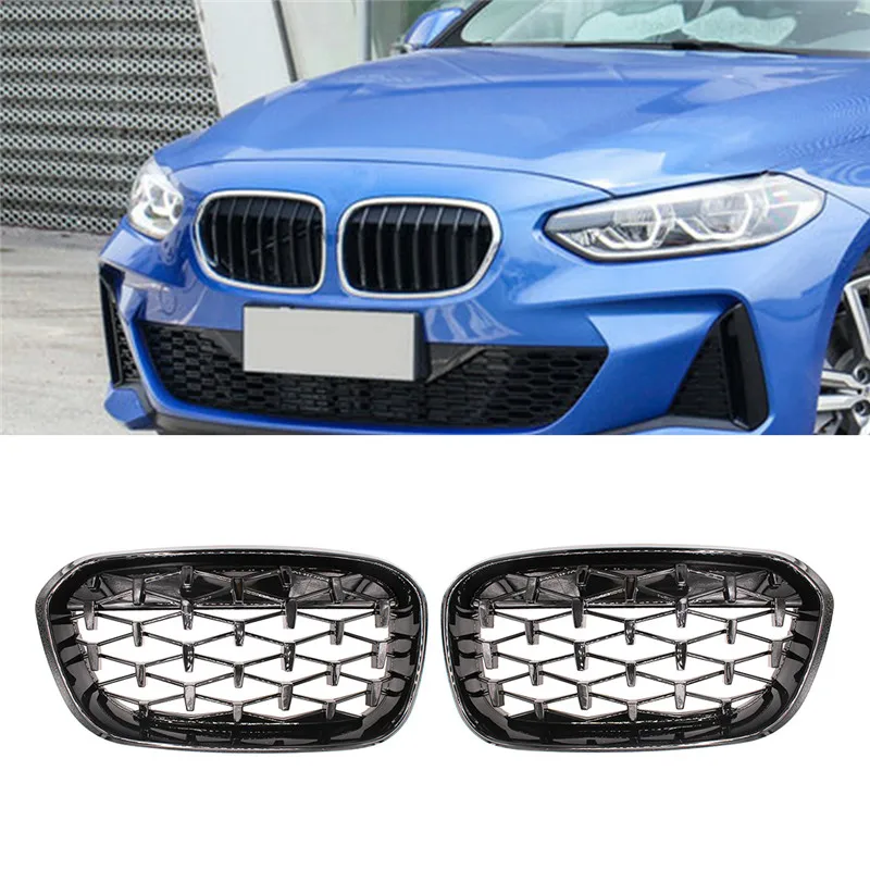 

Diamond Style Fashion Front Grill for BMW F20 F21 2015-2019 118i 120i 125i M140i Gloss Black Silver Replacement Racing Grilles