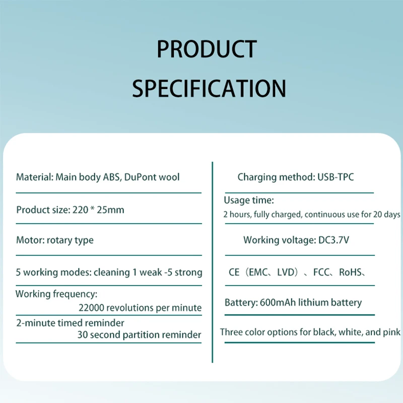 Electric Toothbrush 2002 Rotating Adult Timer 6 Mode USB Charger Rechargeable Replacement Heads Set