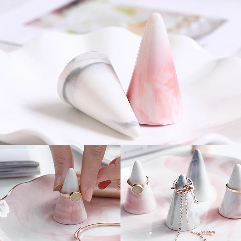 

Ring Display Stand Tray Ceramic Jewelry Storage Finger Cone Ring Holder Craft