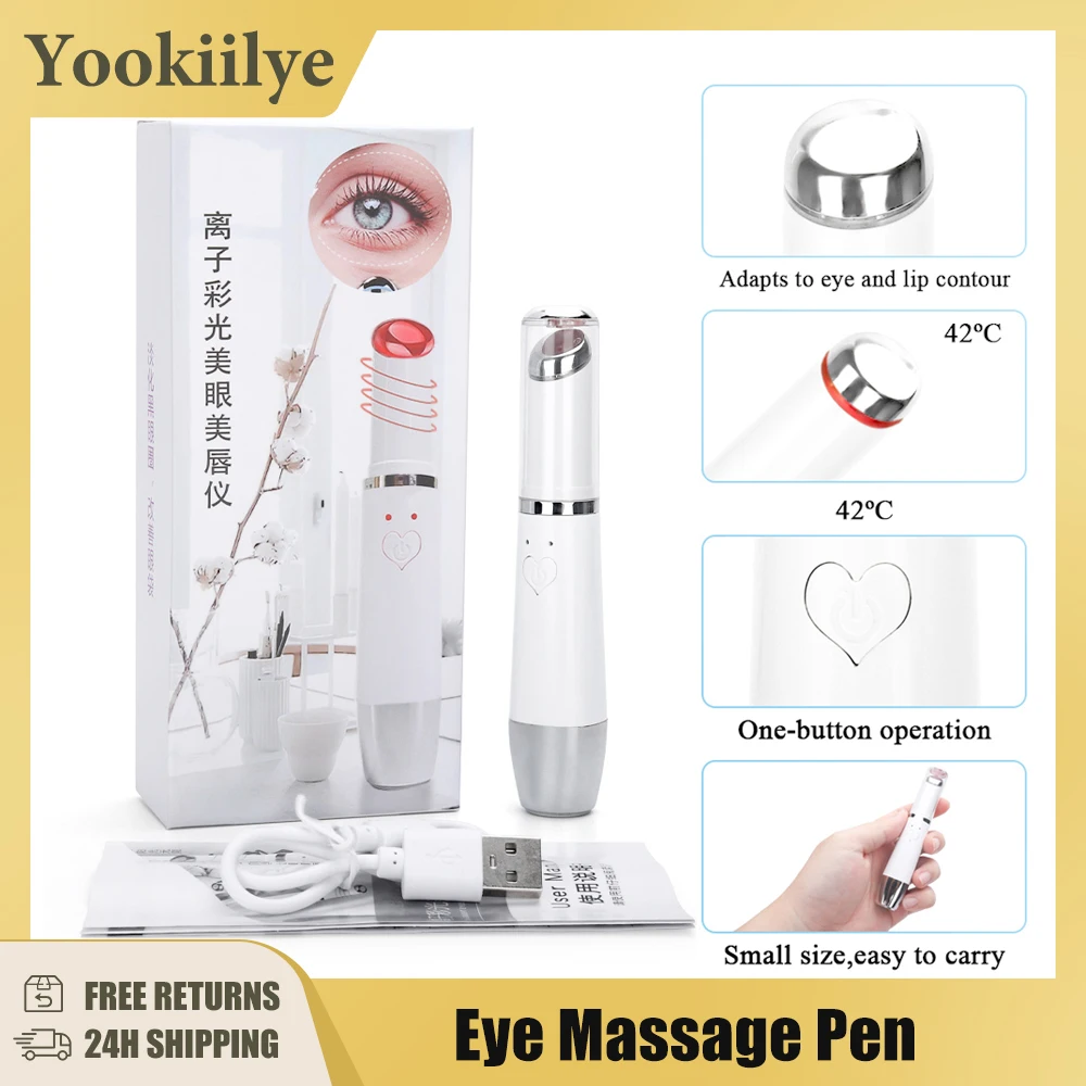 Electric Eye Massager Pen LED Photon Therapy Vibration Heated Anti-aging Wrinkle Removal Device Dark Circle Puffiness Skin Care