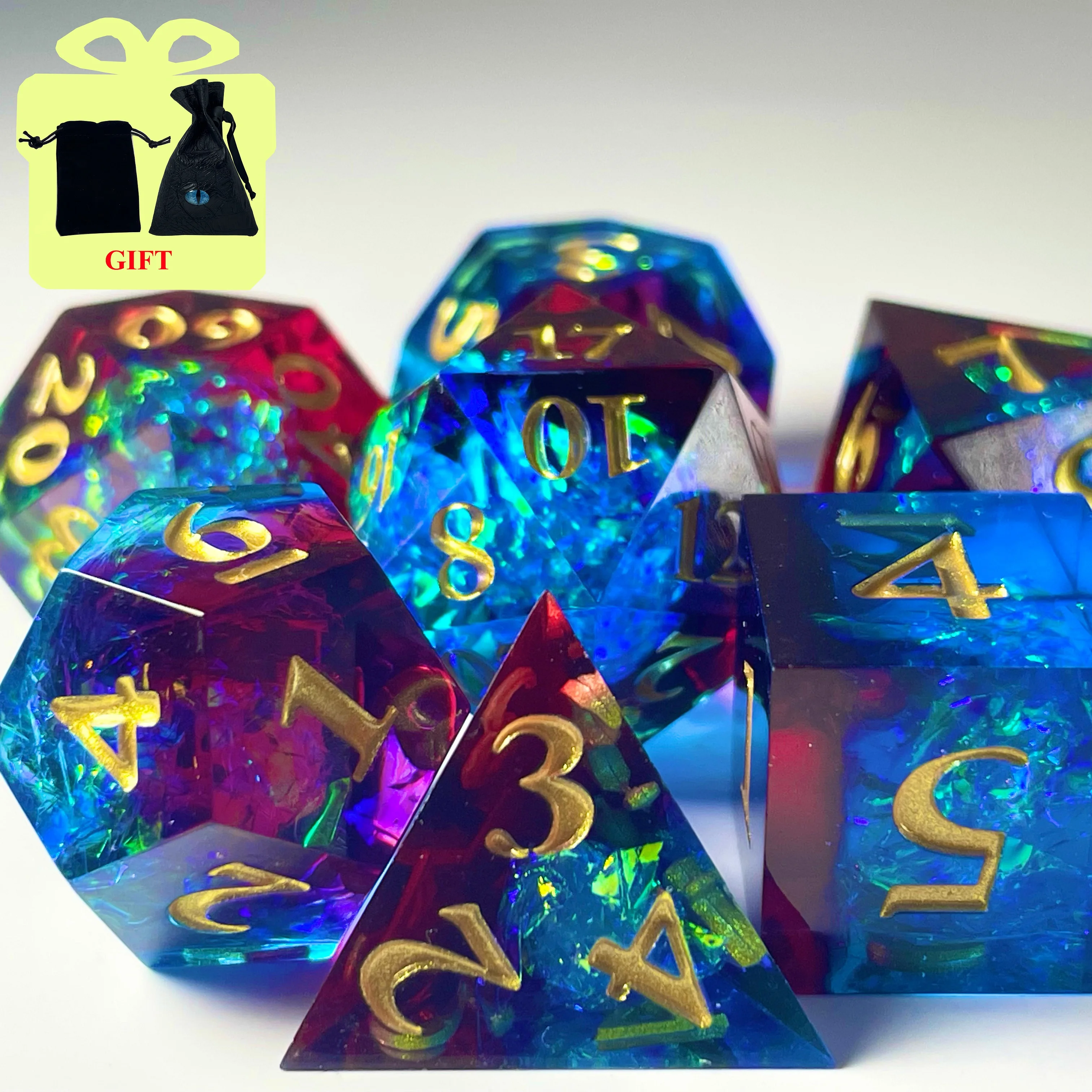 7PcsSetDNDResinDiceSetDungeonandDragonDicePolyhedralDiceSet