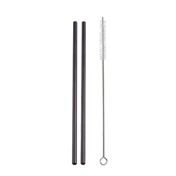 Vibrant Stainless Steel Reusable Drinking Straws with Cleaning Brush - Eco - Friendly Party & Bar Accessories (B - 2Pcs - B)