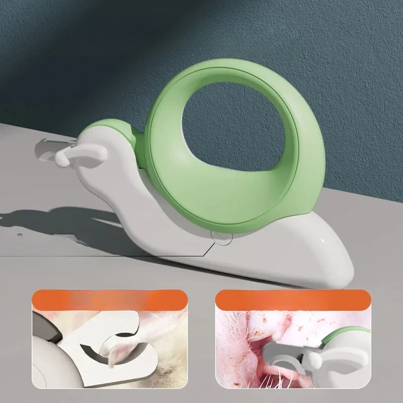 Cat Nail Clipper Manicure Artifact Snail Shape Color Matching LED Light Safety Cut Pet Novice Application
