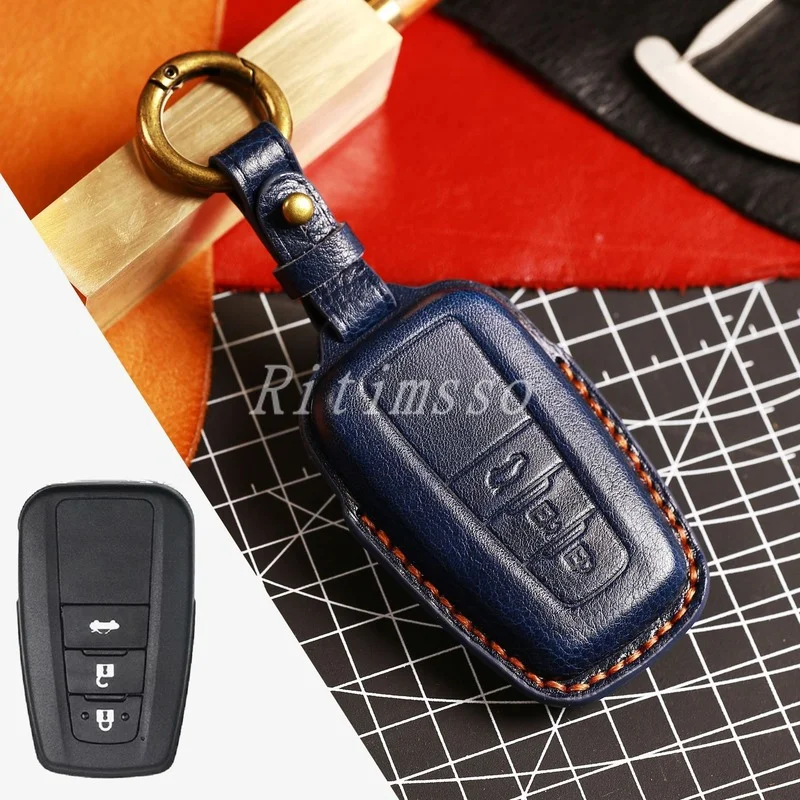 Acquista Custodia chiave in pelle per Toyota Camry CHR Corolla RAV4 Avalon Land Cruiser Prado Prius Cover Fob remota 2 3 4 pulsanti (2018)(2019)(2020) in Italia a partire da 5.28