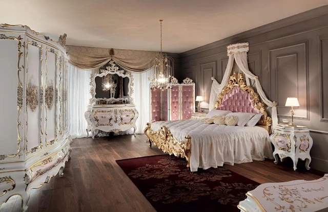 Hand carved solid wood king bedroom bed set modern design style 6 Hand carved solid wood king bedroom bed set modern design style 6