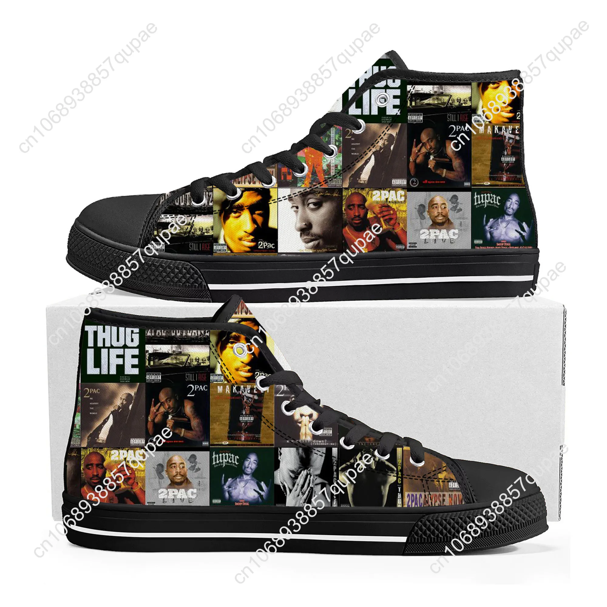 Rap 2Pac Tupac High Top Sneakers All Eyez on Me Mens Womens Teenager High Quality Canvas Sneaker Casual Couple Shoes Custom Shoe