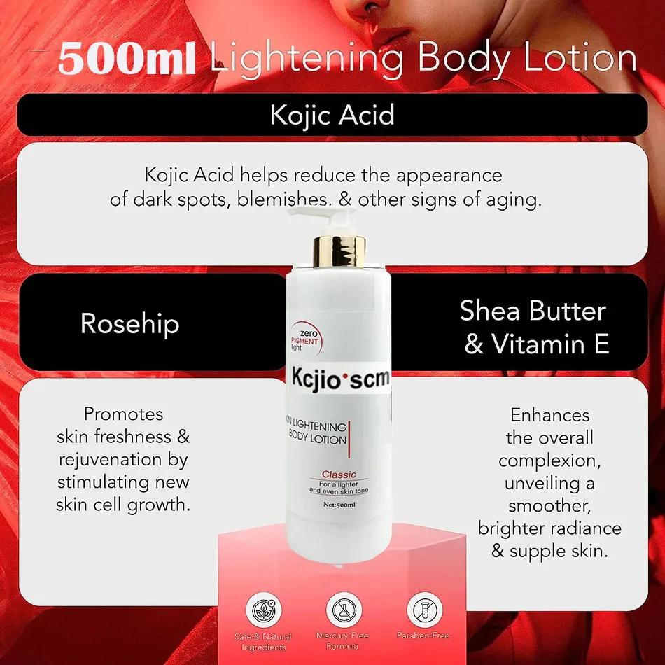 500ml Fast Whitening Cream For Dark skin Kojic Sen Moisturizing Lightening Body Lotion Skin Care for Flawless Even Skin Tone 4