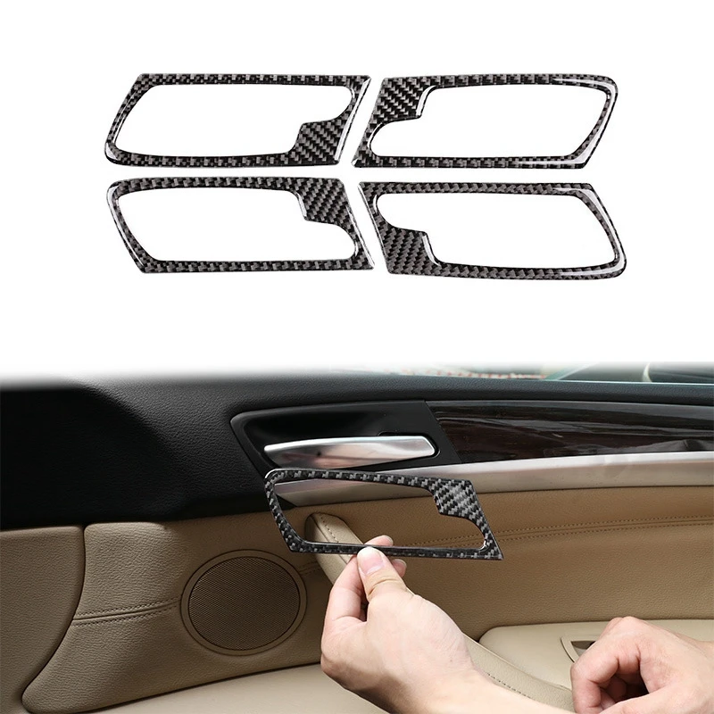 New-Car Soft Carbon Fiber Inner Door Handle Frame Cover Trim for-BMW X5 E70 X6 E71 2008-2013 | Автомобили и мотоциклы