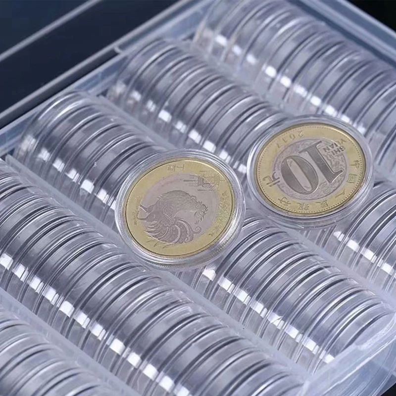 100Pcs Clear Coin Capsule Holder Case 27mm 30mm Transparent Collectable Coin Storage Box for Commemorative Medal Container coin holder,coin capsules