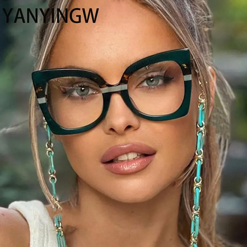 

Retro Square Cat Eye Acetate Multicolor Glasses Frame Light Luxury Brand Men Women's Big Size Prescription Eyeglasses