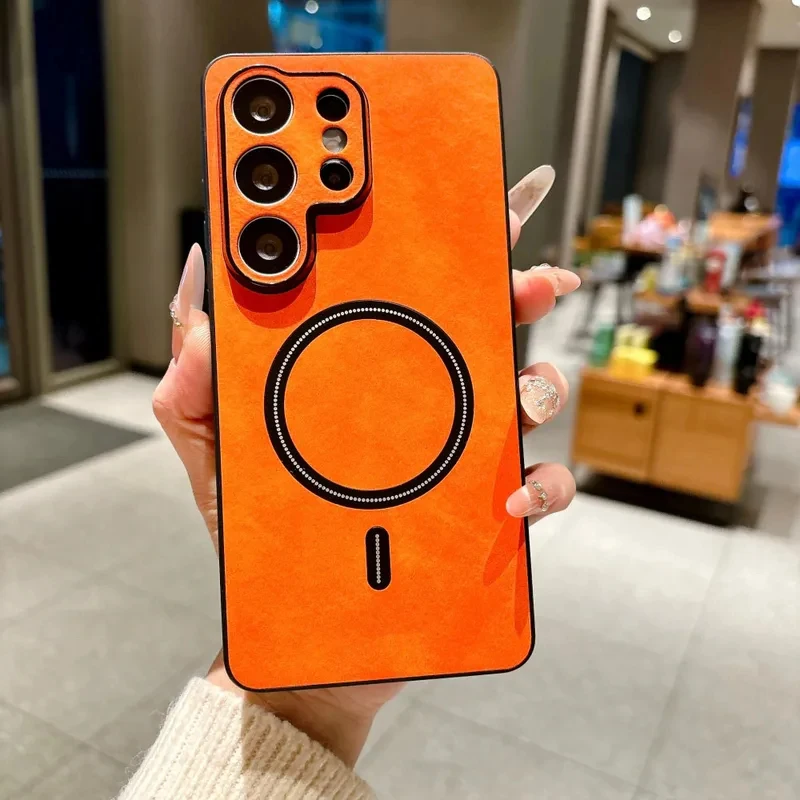 Luxurious Silky Leather Phone Case with Magnetic Protection