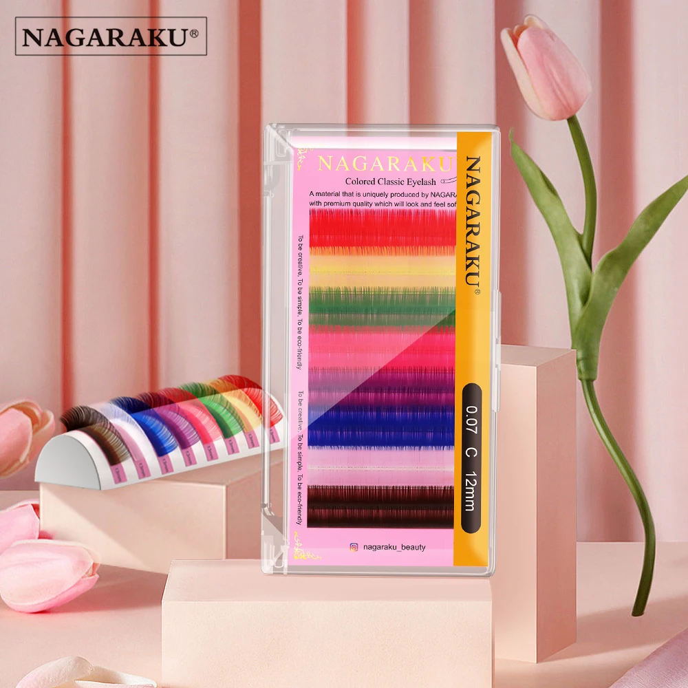 Eyelash Extension Eyelash Extensions Eyelash Extension Lashes Fake Eyelashes False Eyelashes Eyelash Makeup Tools NAGARAKU Eyelash Extension Makeup Maquillaje Individual Eyelash Rainbow Color Premium Soft Natural Cilia Lashes