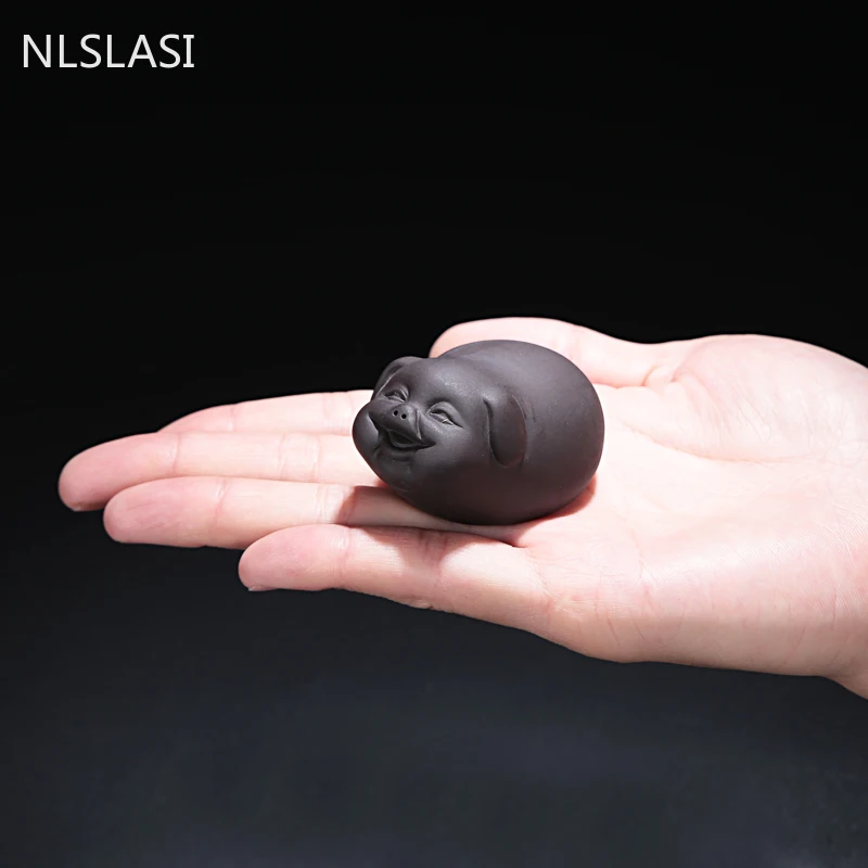 yixing Purple Clay Small Tea pet 1 PCS Lovely Pig Figurine Ornament Boutique Tea Table Accessories Crafts home tea decoration