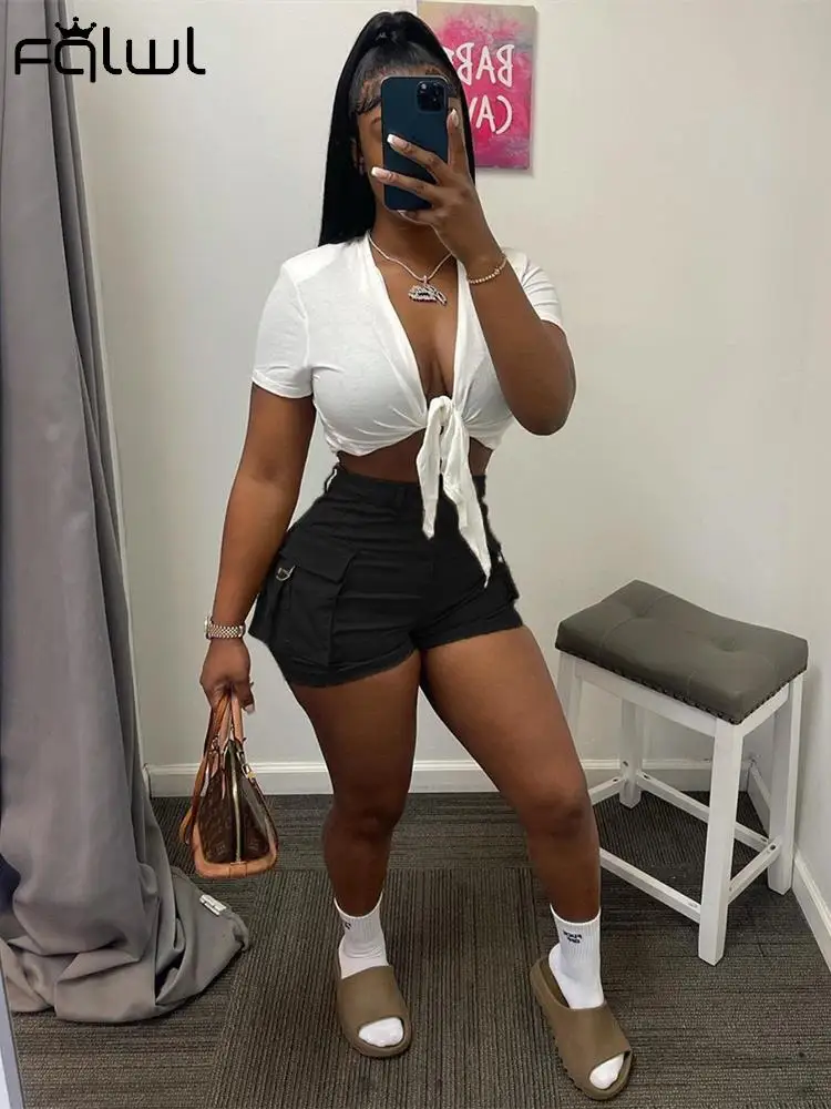 FQLWLSummerStreetwearY2kbootyBlackShortsForWomen2023High