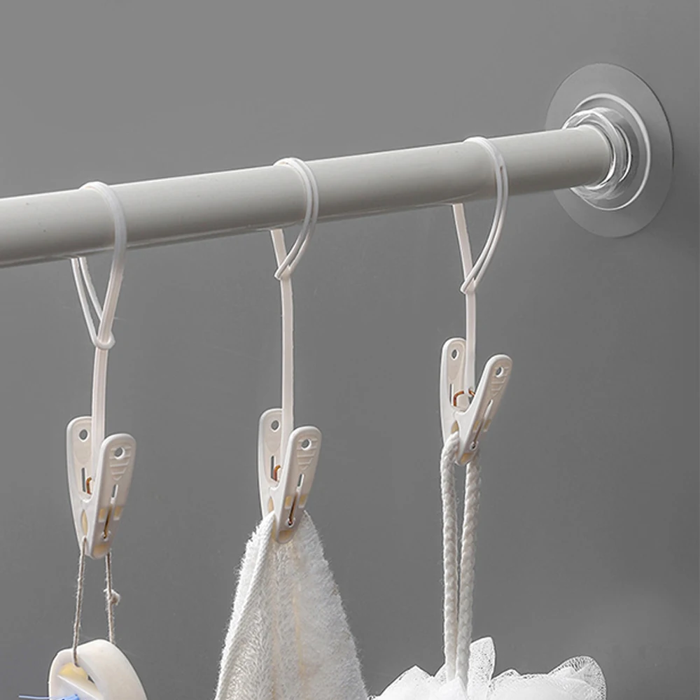 4pcs Pole Hook Self-adhesive Transparent Round Curtain Holder No Drill  Hanging Rack Support Closet Pole Bracket Towel Rod Hanger