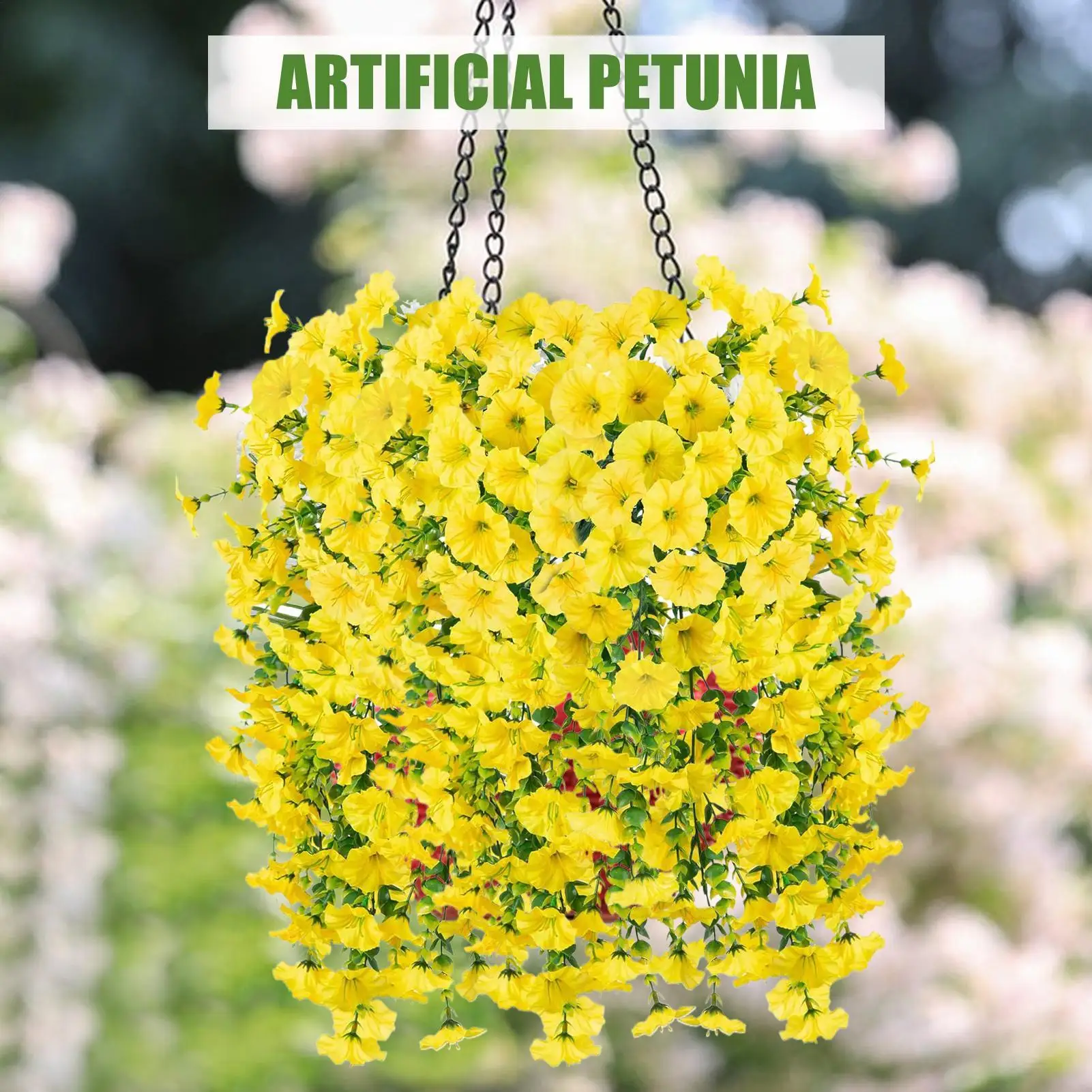 2 Stück Künstliche Hängeblumen Seiden-Petunien UV-Beständige Kunstblumen für Außenbereich Hängepflanzen Hochzeit Heim Garten Dekorationen – Detail 7