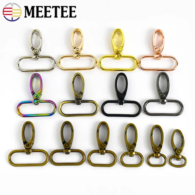 10/30Pcs 14-38mm Meetee Metal Lobster Buckle Bag Strap Adjuster Carabiner Pet Collar Keychain Connect Snap Hook Sewing Accessory