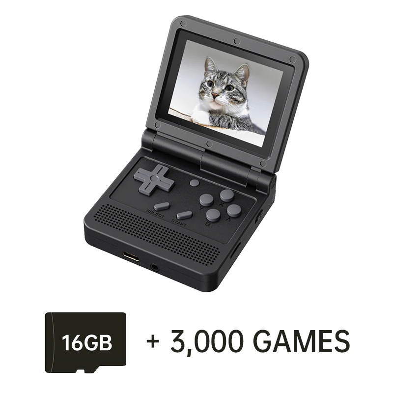 POWKIDDY v90 3-Inch IPS Screen Flip Handheld Console Dual Open System Game Console 16 Simulators Retro PS1 Kids Gift 3D New Game 