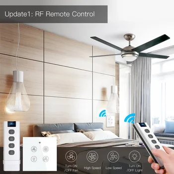 WiFi RF Smart Ceiling Fan Light 2/3 Way Control Smart Life/Tuya APP RF Remote Speed Control Alexa Google Home Compatible 2