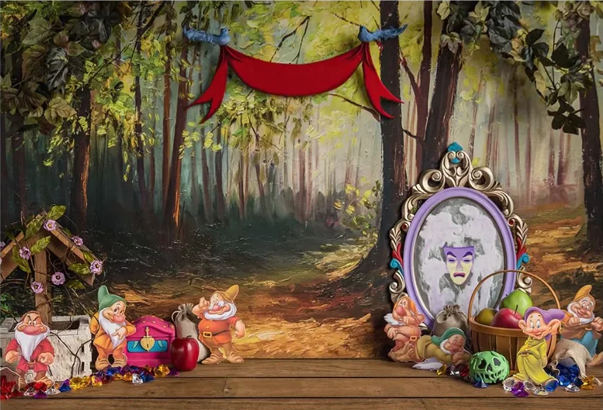Princess Backdrop Snow White and The Seven Dwarfs Baby Shower Birthday Party Photography Background for Photo Studio Banner photo backdrop