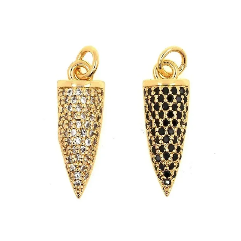 

Hip Hop Circular Cone Charms Pendant Gold Plated Copper Inlaid Zircon Bullet Necklace Pendant Accessories For DIY Jewelry Making