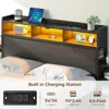 Bed Frame Full Size with Storage Headboard, Slide Out Bedside Storage, Beds with Charging Station & LED Lights, Full Bed Frame 6