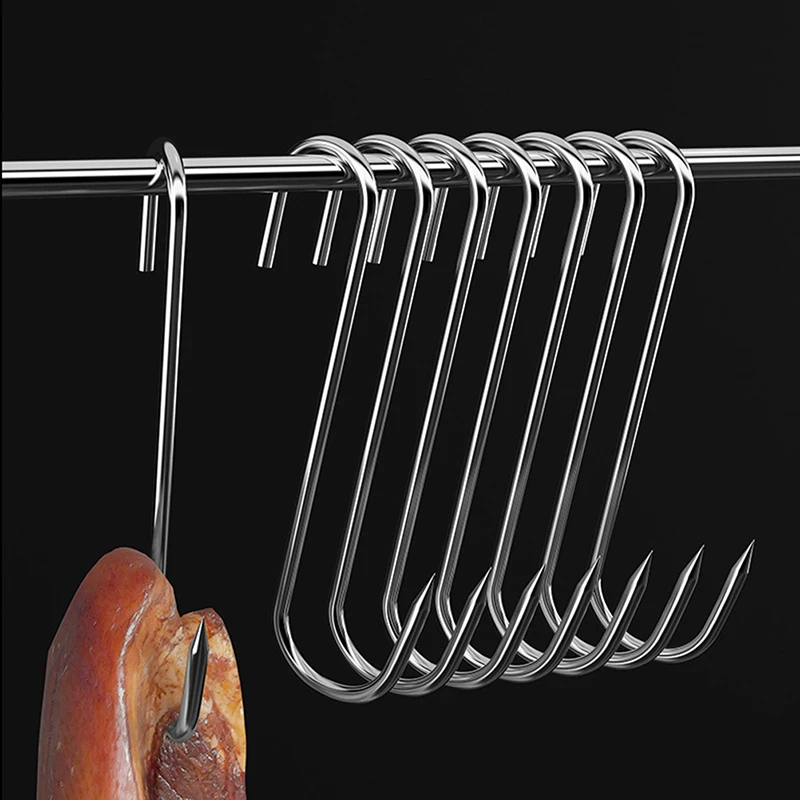 Crochets à Viande En Inox SUS 304 - Lot De 20 (13 Cm) Pour Fumage, Grillade Et Séchage