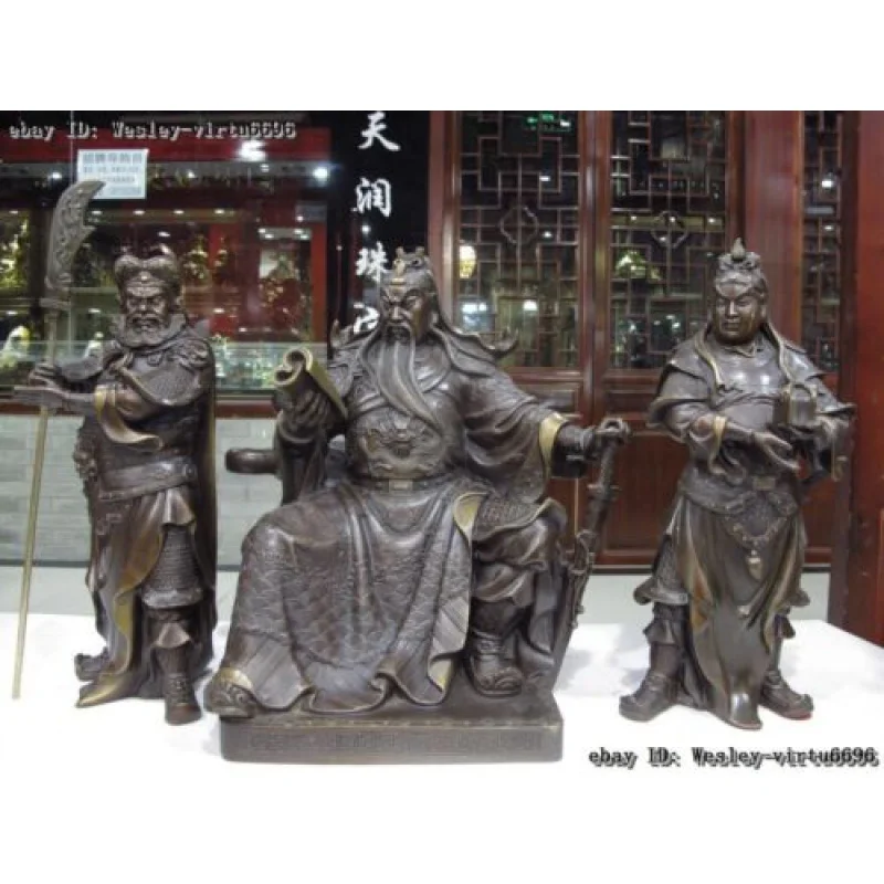 

Pure Bronze Copper famous Guan Ping Zhou Cang Guan Gong Guan Yu warrior God Set