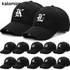A-Z Old English Embroidery black Baseball Cap High Quality Cotton Fashion Men Women Sport Visors Adjustable Snapback  Caps 1