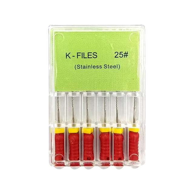 Lima Endodontica K-File 10 Pezzi – Acciaio Inox – Misure 15-40, Lunghezza 21/25 Mm