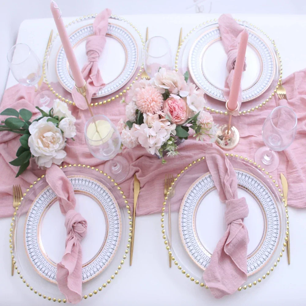 10Pack 30x30cm Pink Sewing Cloth Napkins Cotton Factory Fabric Serviette Gauze Table Towels