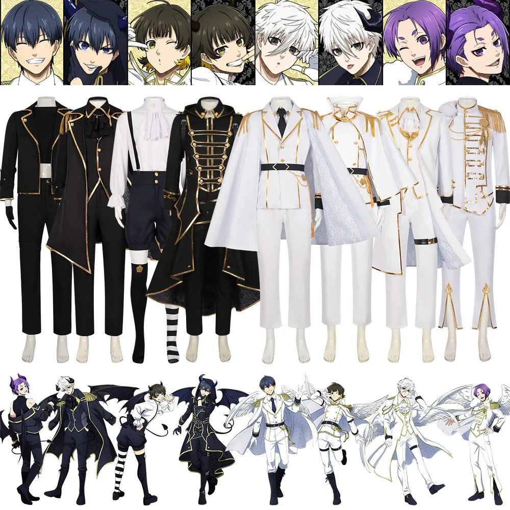 

Blue Lock Anime NAGI Cosplay Costume Wig Angels and Demons Series Coat Pants White Uniform Rose Net Cos Convention