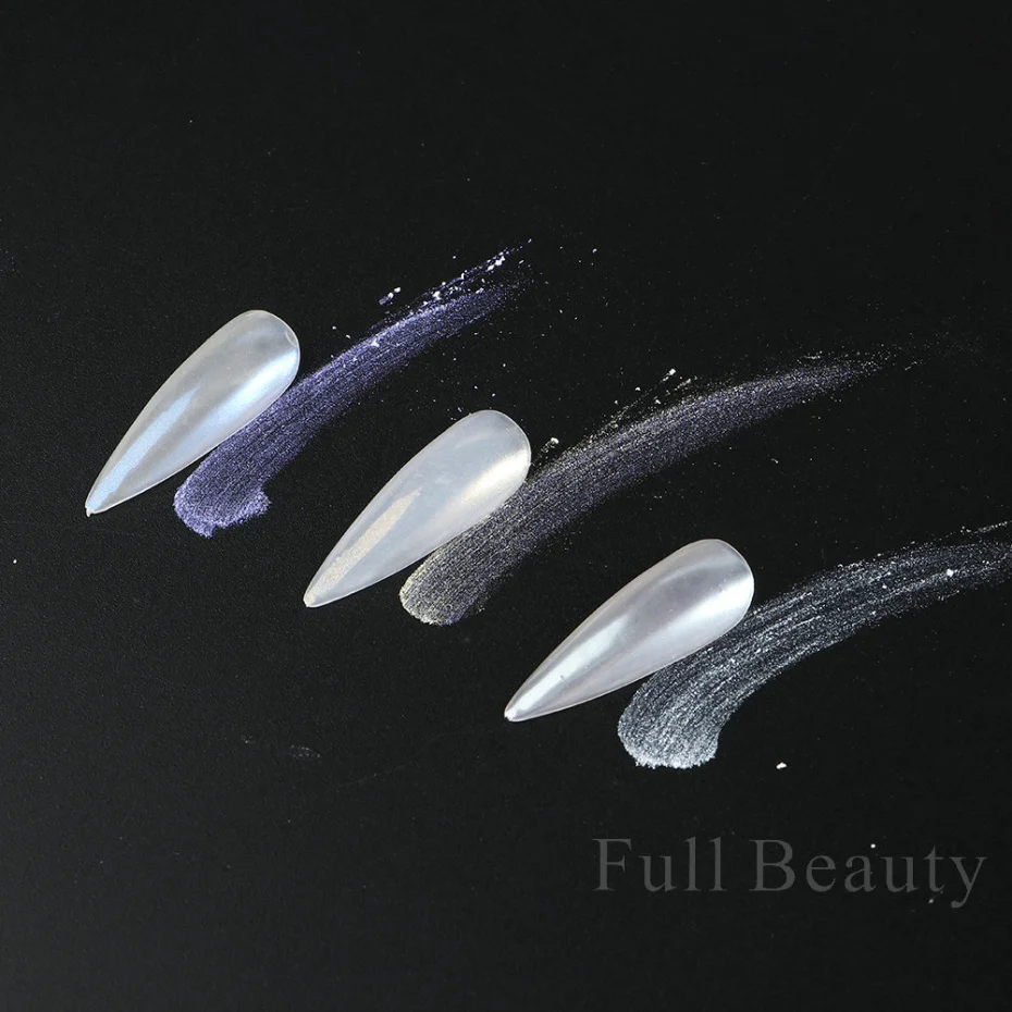 3pcs/set Shell Pearl Nail Powder White Fairy Chrome Nail Art
