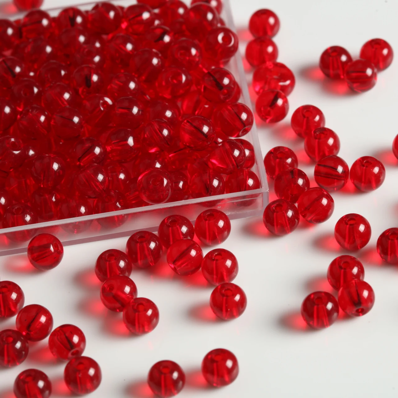 Transparent Deep Wine Red Smooth Round Glass Beads